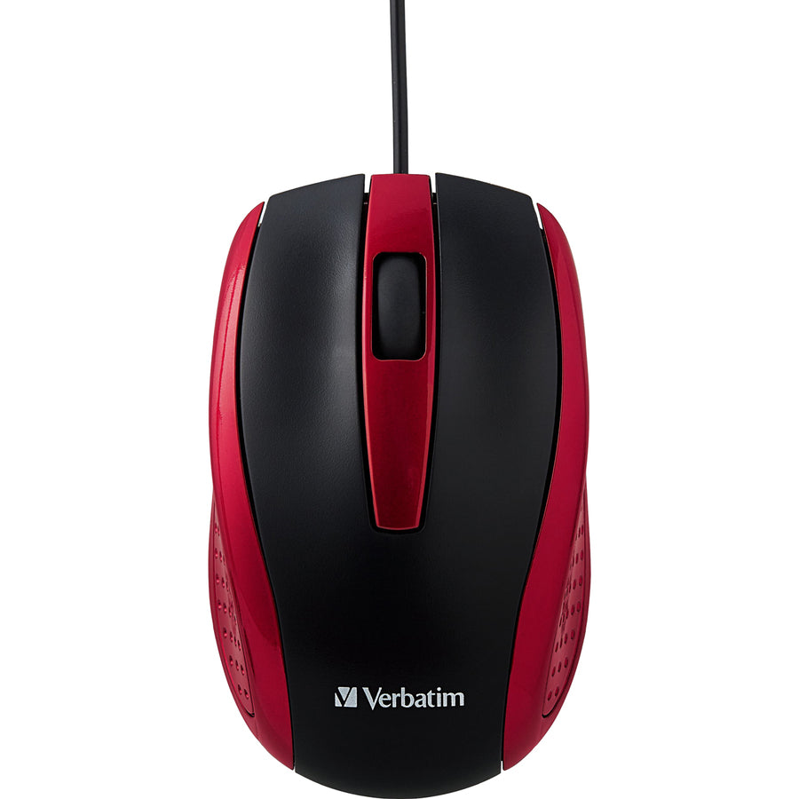 Verbatim Corded Notebook Optical Mouse - Red