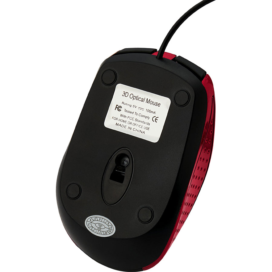 Verbatim Corded Notebook Optical Mouse - Red