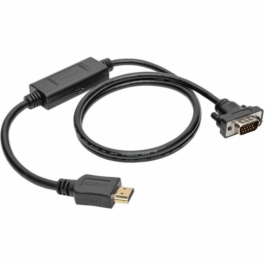 Eaton Tripp Lite Series HDMI to VGA Active Adapter Cable (HDMI to Low-Profile HD15 M/M), 3 ft. (0.9 m), TAA