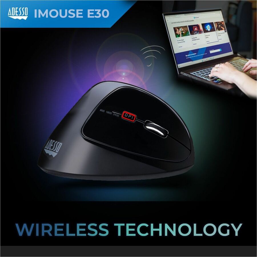 Adesso iMouse E30 - 2.4 GHz Wireless Vertical Programmable Mouse