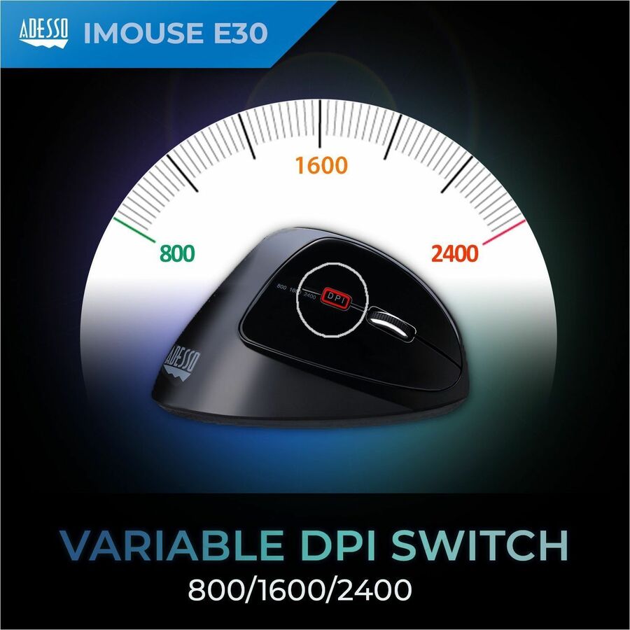 Adesso iMouse E30 - 2.4 GHz Wireless Vertical Programmable Mouse