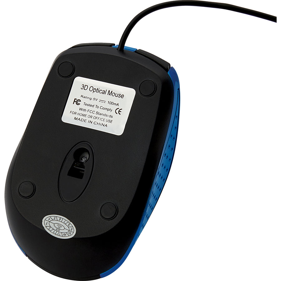 Verbatim Corded Notebook Optical Mouse - Blue