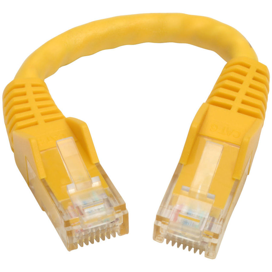 Eaton Tripp Lite Series Cat6 Gigabit Snagless Molded (UTP) Ethernet Cable (RJ45 M/M), PoE, Yellow, 6-in. (15.24 cm)