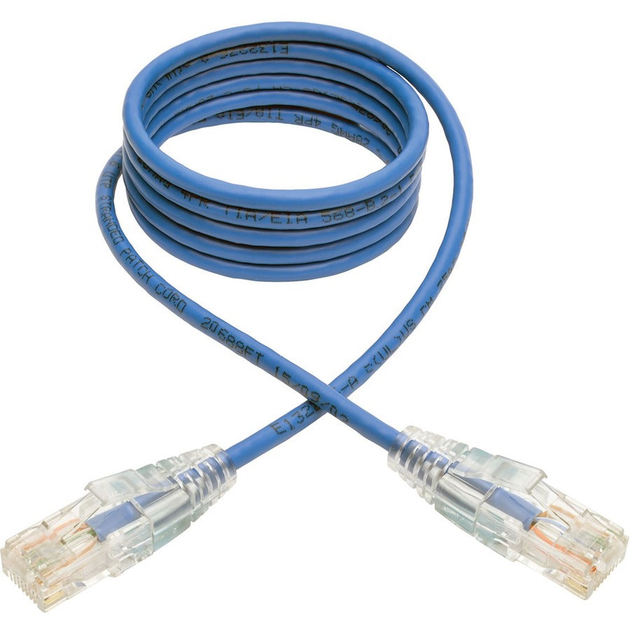 Eaton Tripp Lite Series Cat6 Gigabit Snagless Slim UTP Ethernet Cable (RJ45 M/M), PoE, Blue, 4 ft. (1.22 m)