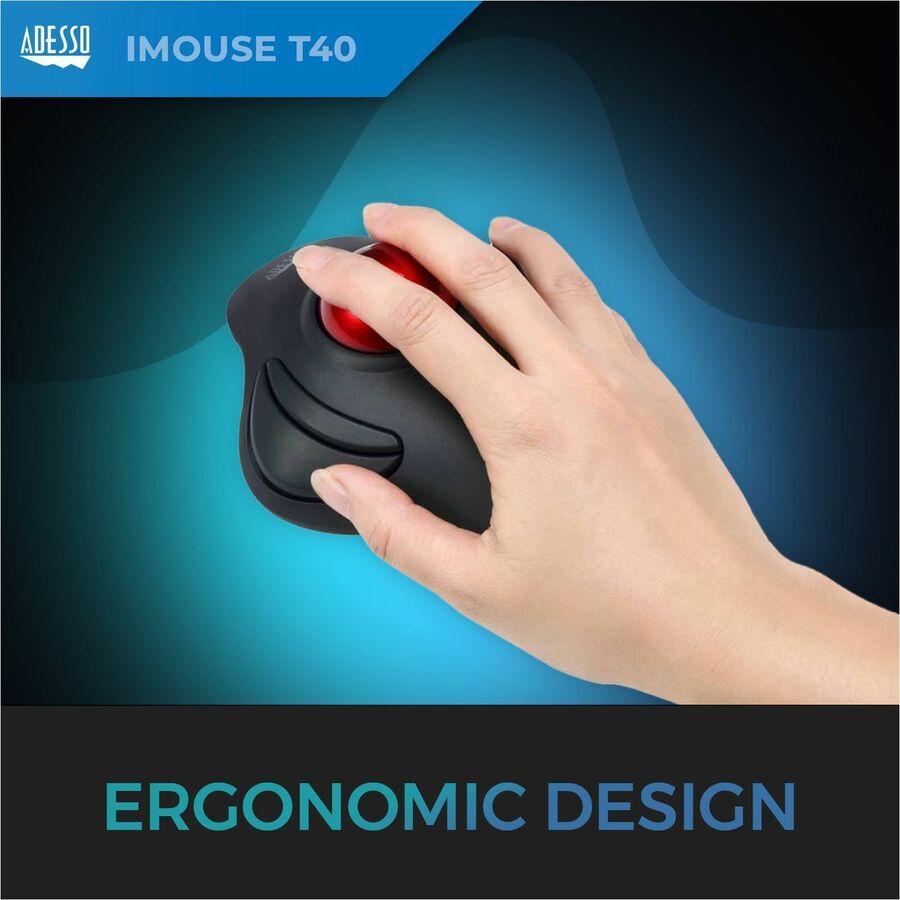 Adesso iMouse T40 - Wireless Programmable Ergonomic Trackball Mouse