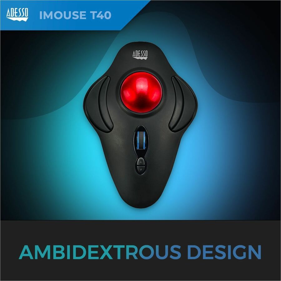 Adesso iMouse T40 - Wireless Programmable Ergonomic Trackball Mouse