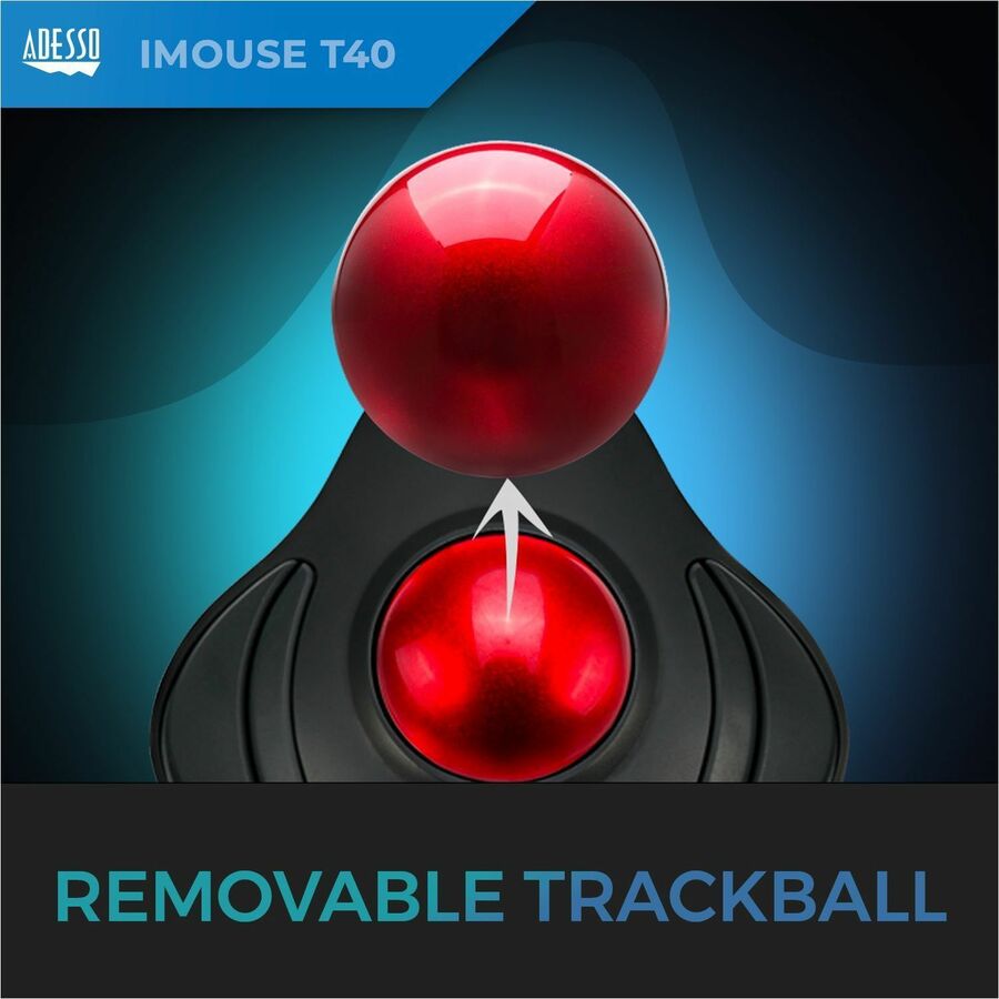 Adesso iMouse T40 - Wireless Programmable Ergonomic Trackball Mouse