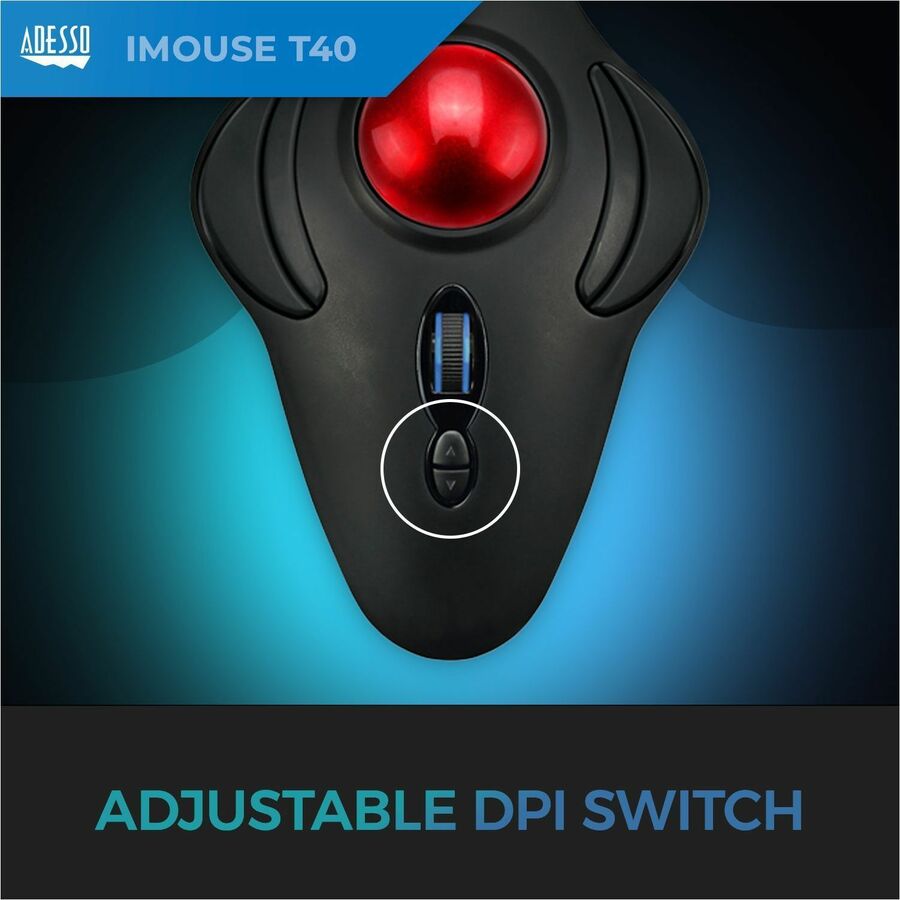 Adesso iMouse T40 - Wireless Programmable Ergonomic Trackball Mouse