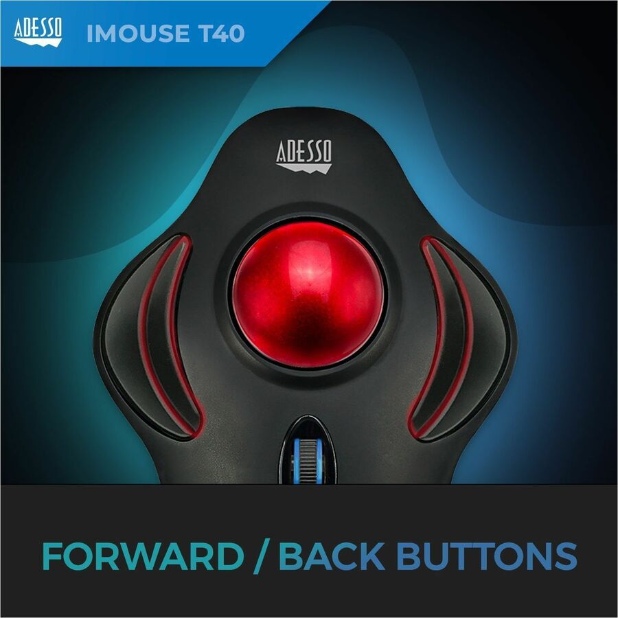 Adesso iMouse T40 - Wireless Programmable Ergonomic Trackball Mouse