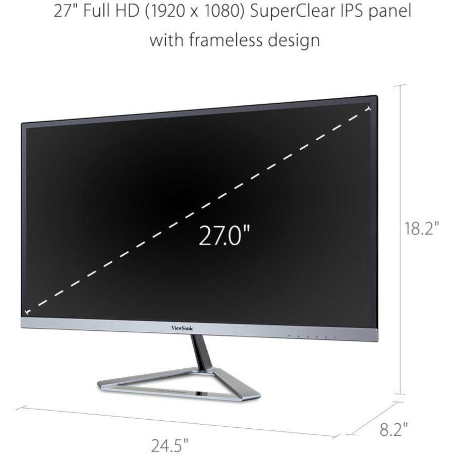 ViewSonic VX2776-SMHD 27 Inch 1080p IPS Monitor with FreeSync, Ultra-Thin Bezels, HDMI and DisplayPort