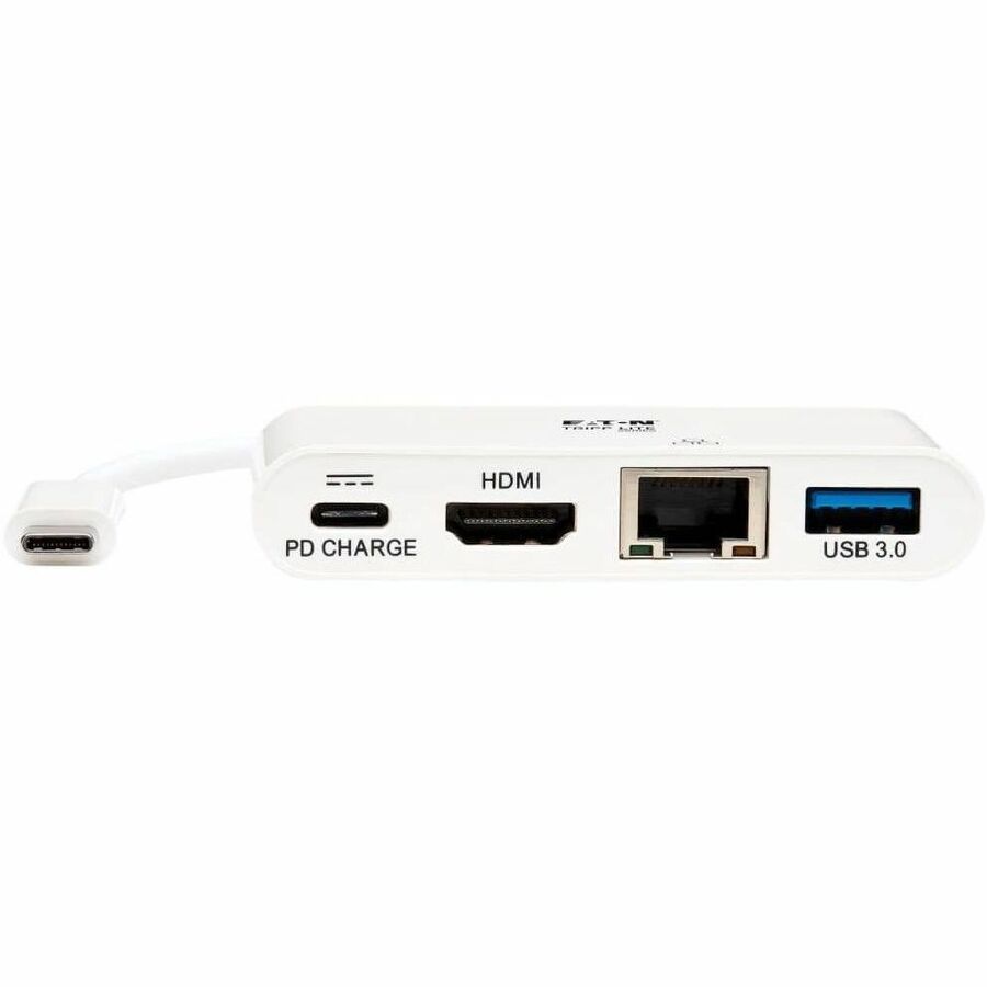 Eaton Tripp Lite Series USB-C Multiport Adapter - 4K HDMI, USB 3.x (5Gbps) Hub Port, GbE, 60W PD Charging, HDCP, White