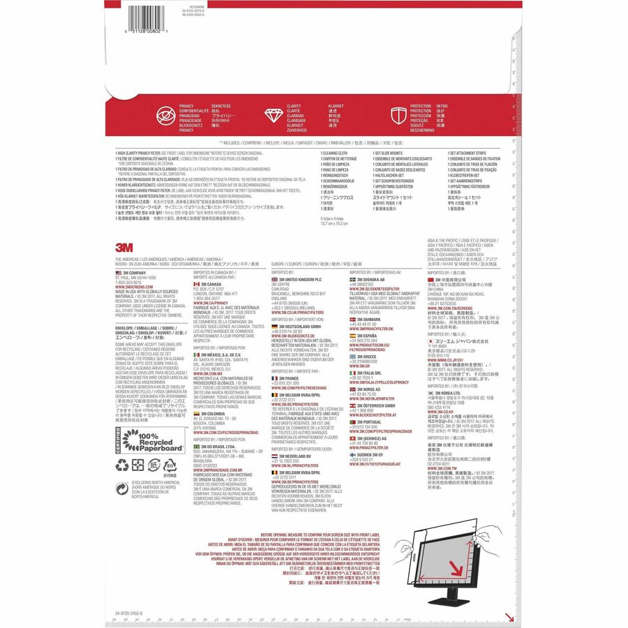 3M™ High Clarity Privacy Filter for 23.8in Monitor, 16:9, HC238W9B