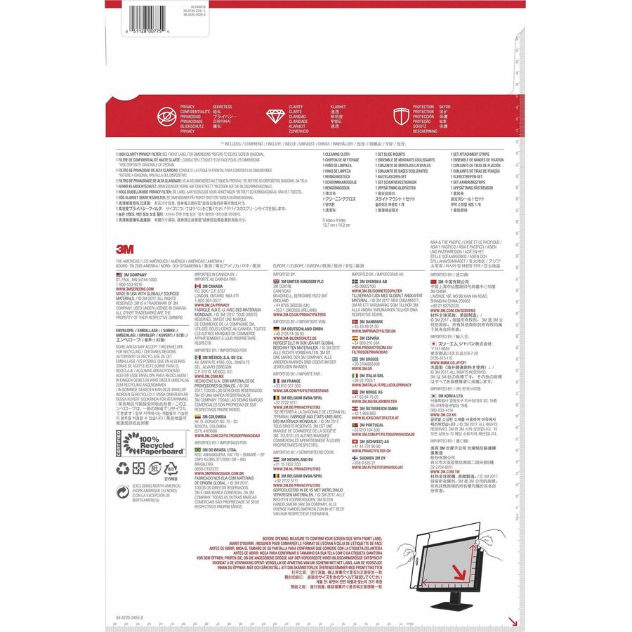 3M™ High Clarity Privacy Filter for 24in Monitor, 16:10, HC240W1B