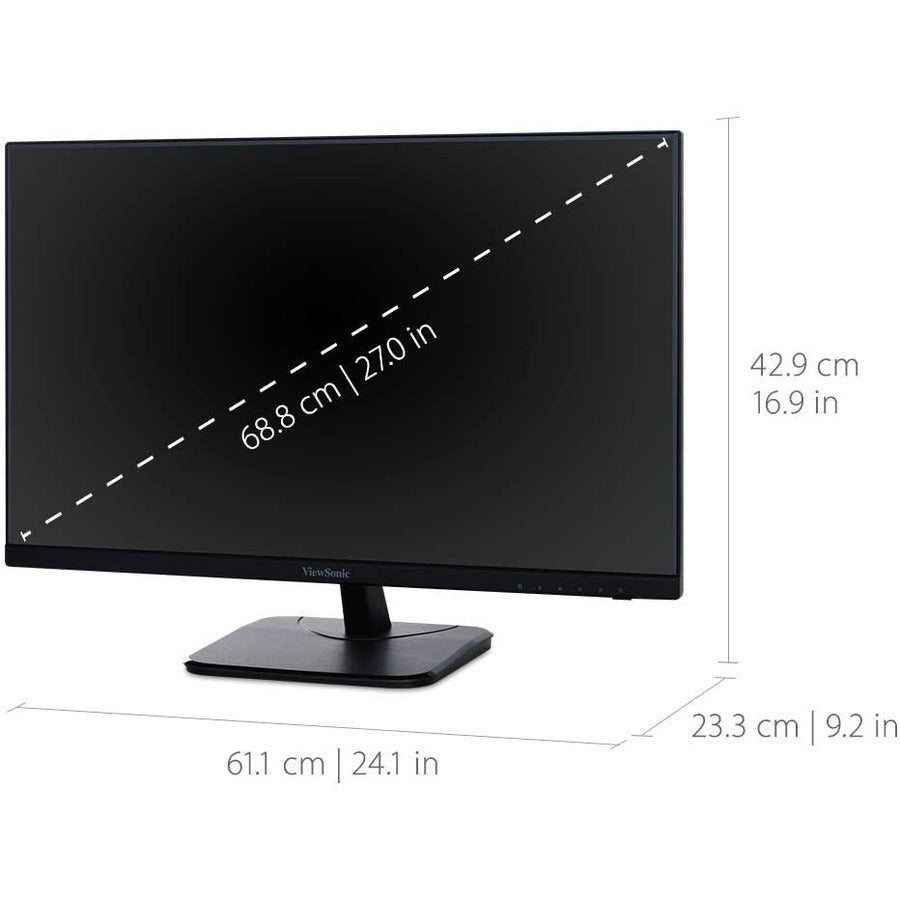 ViewSonic VA2756-MHD 27 Inch IPS 1080p Monitor with 100Hz, FreeSync, HDMI, DisplayPort and VGA Inputs for Home and Office