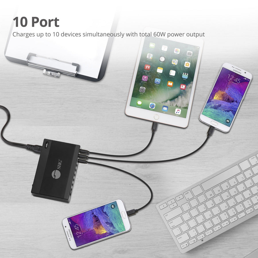 SIIG 60W 10-Port USB Charger