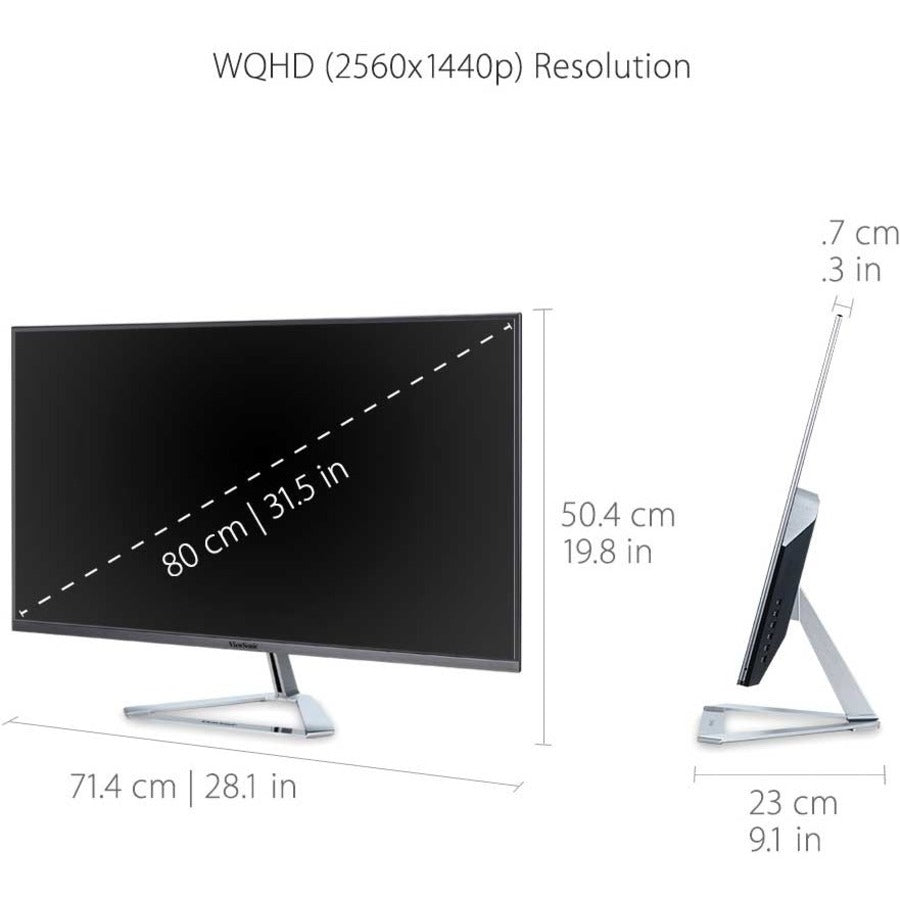 ViewSonic VX3276-2K-MHD 32 Inch Widescreen IPS 1440p Monitor with Ultra-Thin Bezels, HDMI DisplayPort and Mini DisplayPort