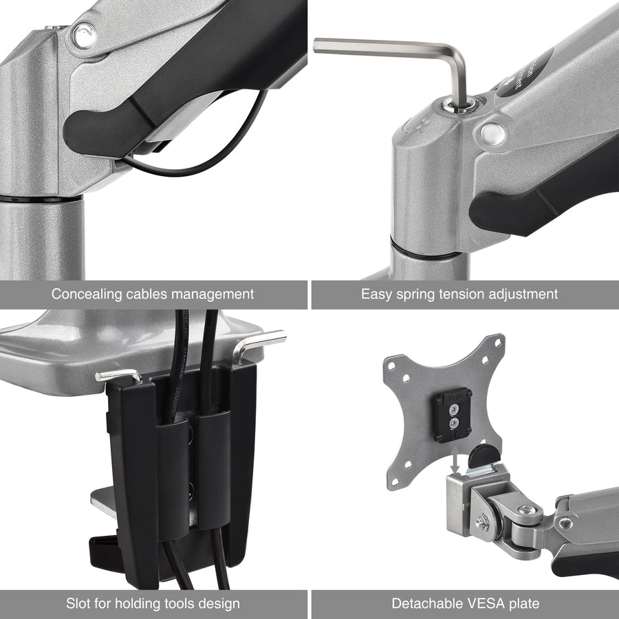 SIIG High Premium Aluminum Gas Spring Desk Mount - Dual Monitor