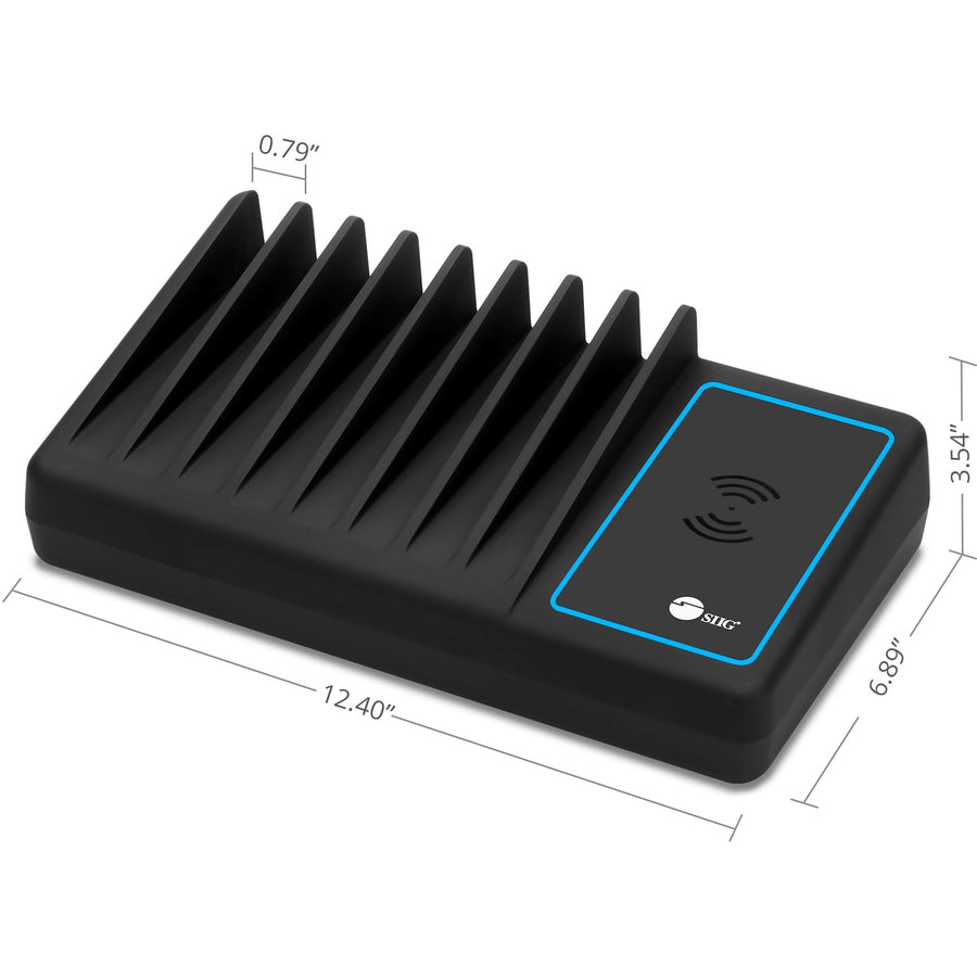 SIIG 10-Port USB-A/C & Wireless Charging Station With Ambient Light Deck