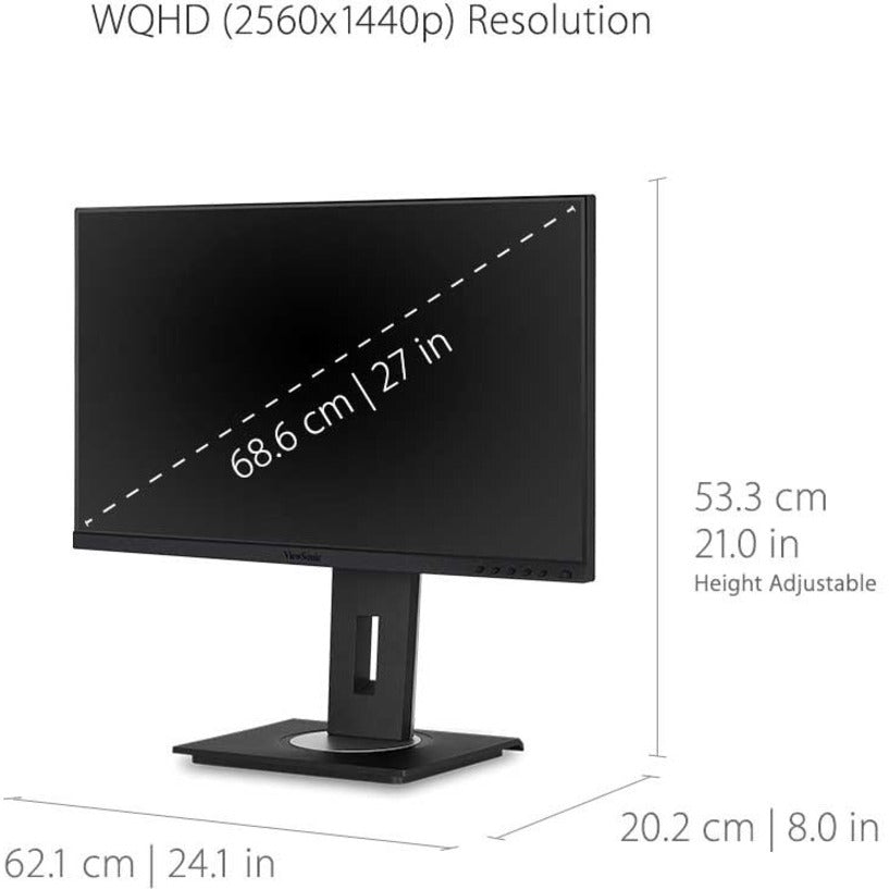 ViewSonic VG2755-2K 24 Inch IPS 1440p Monitor with USB C, HDMI, DisplayPort and 40 Degree Tilt Ergonomics for Home and Office