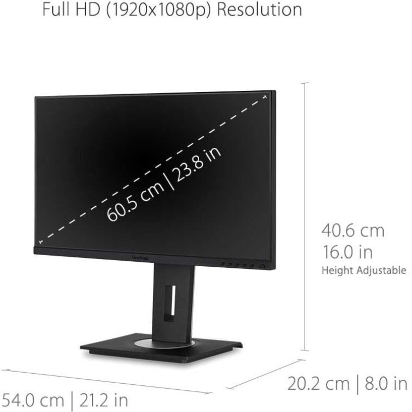 ViewSonic VG2455 24 Inch IPS 1080p Monitor with USB C, HDMI, DisplayPort, VGA and 40 Degree Tilt Ergonomics for Home and Office