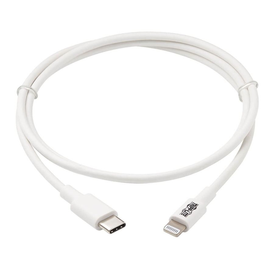 Eaton Tripp Lite Series USB-C to Lightning Sync/Charge Cable (M/M), MFi Certified, White, 3 ft. (0.9 m)