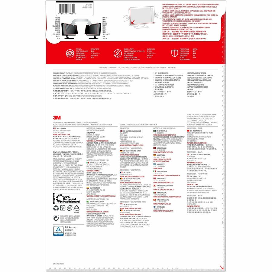 3M™ Privacy Filter for 23in Monitor, 16:9, PF230W9B