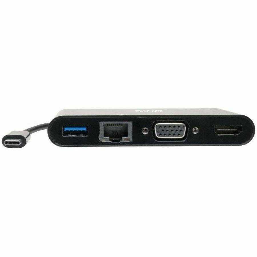 Eaton Tripp Lite Series USB-C Multiport Adapter - 4K HDMI, VGA, USB 3.x (5Gbps) Hub Port, GbE, HDCP, Black