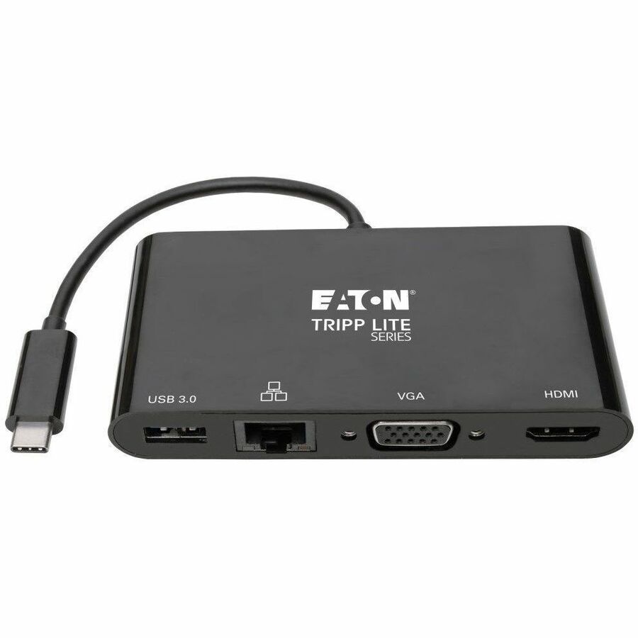 Eaton Tripp Lite Series USB-C Multiport Adapter - 4K HDMI, VGA, USB 3.x (5Gbps) Hub Port, GbE, HDCP, Black