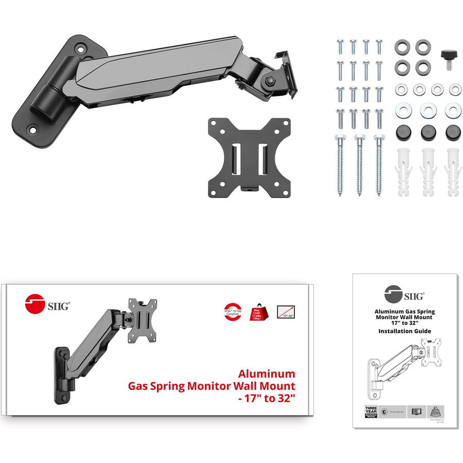 Aluminum Wall Mount Gas Spring Monitor Arm - 17