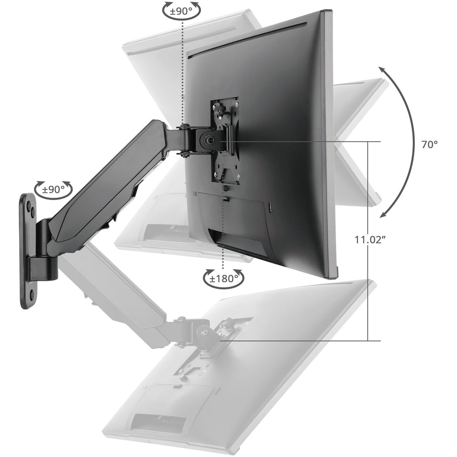 Aluminum Wall Mount Gas Spring Monitor Arm - 17