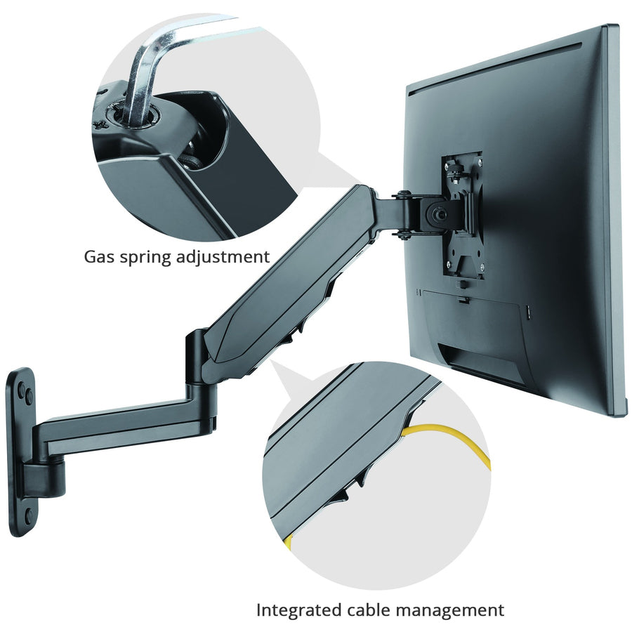 High Premium Aluminum Gas Spring Wall Mount - Single Monitor 17