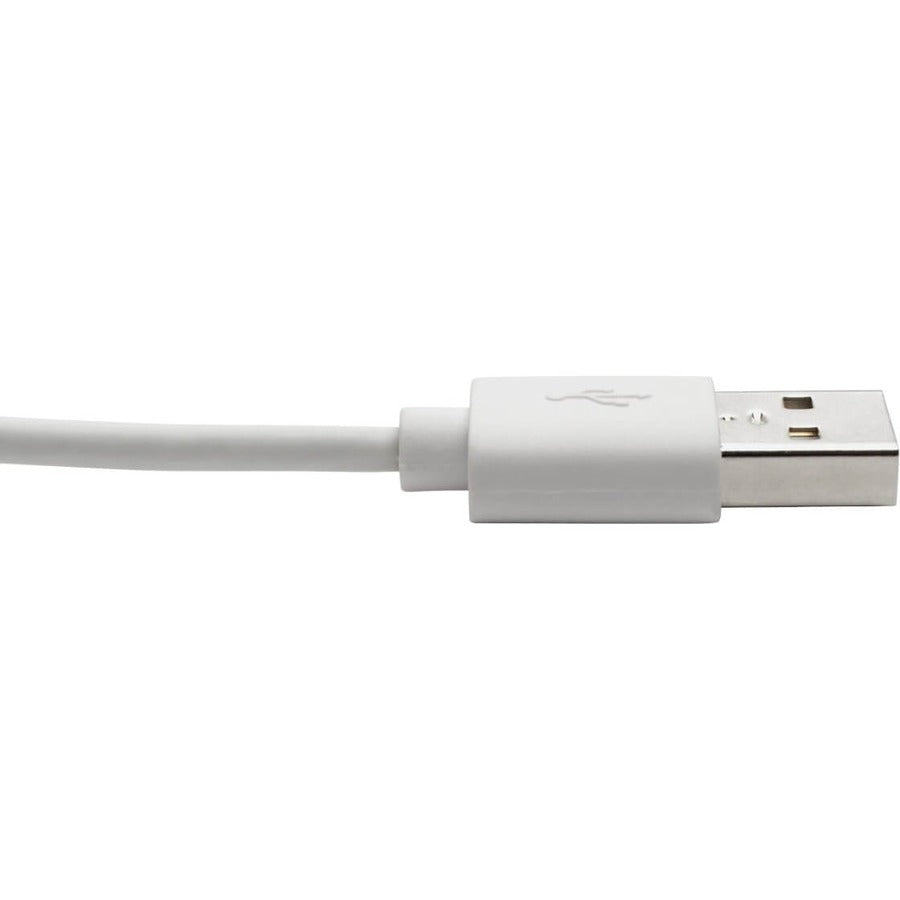 Eaton Tripp Lite Series USB-A to Right-Angle Lightning Sync/Charge Cable, MFi Certified - White, M/M, USB 2.0, 6 ft. (1.83 m)