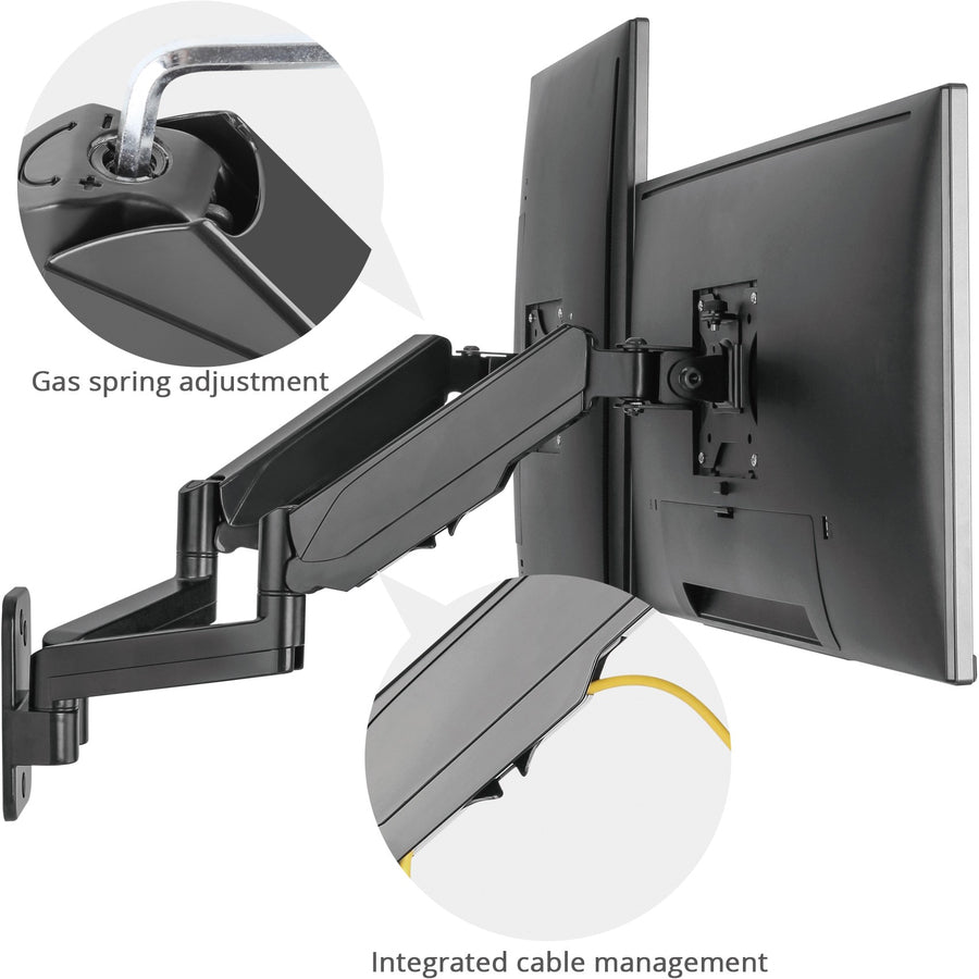 SIIG High Premium Aluminum Gas Spring Wall Mount - Dual Monitor 17