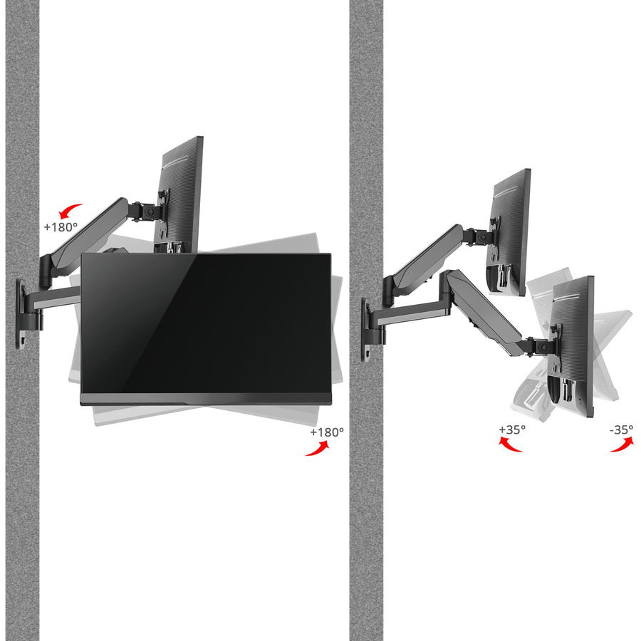 SIIG High Premium Aluminum Gas Spring Wall Mount - Dual Monitor 17