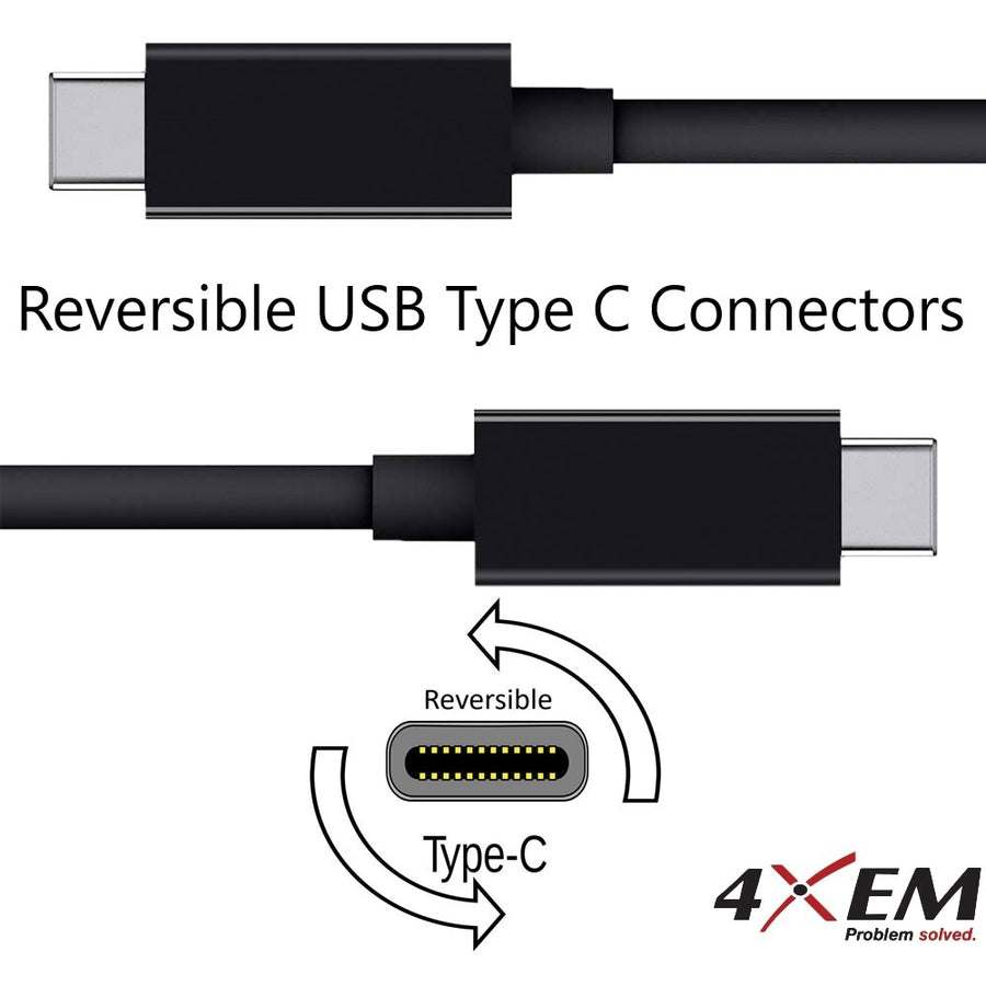 4XEM USB-C To USB-C Cable M/M USB 3.1 Gen 2 10GBPS 6FT Black