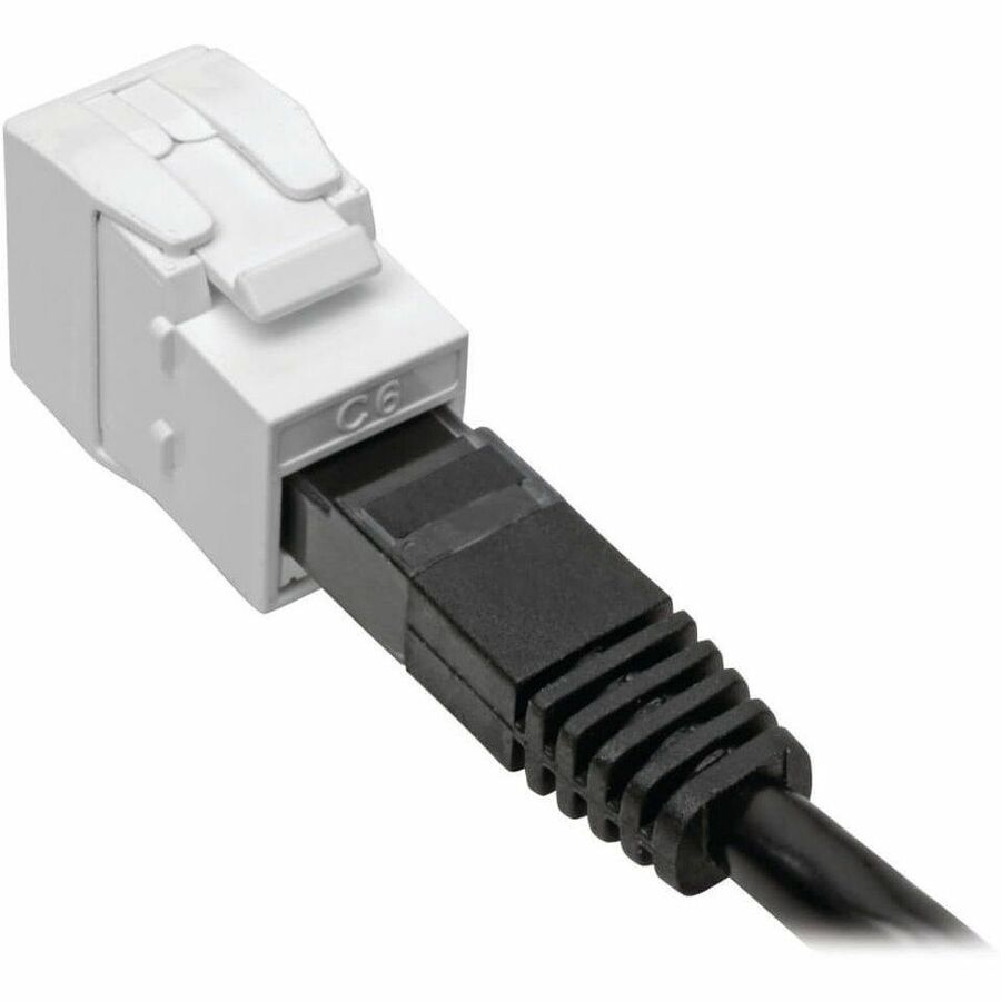 Eaton Tripp Lite Series Keystone Jack Cat6/Cat5e, RJ45, Shuttered, Dust Cap - Toolless, PoE/PoE+ Compliant, White, TAA