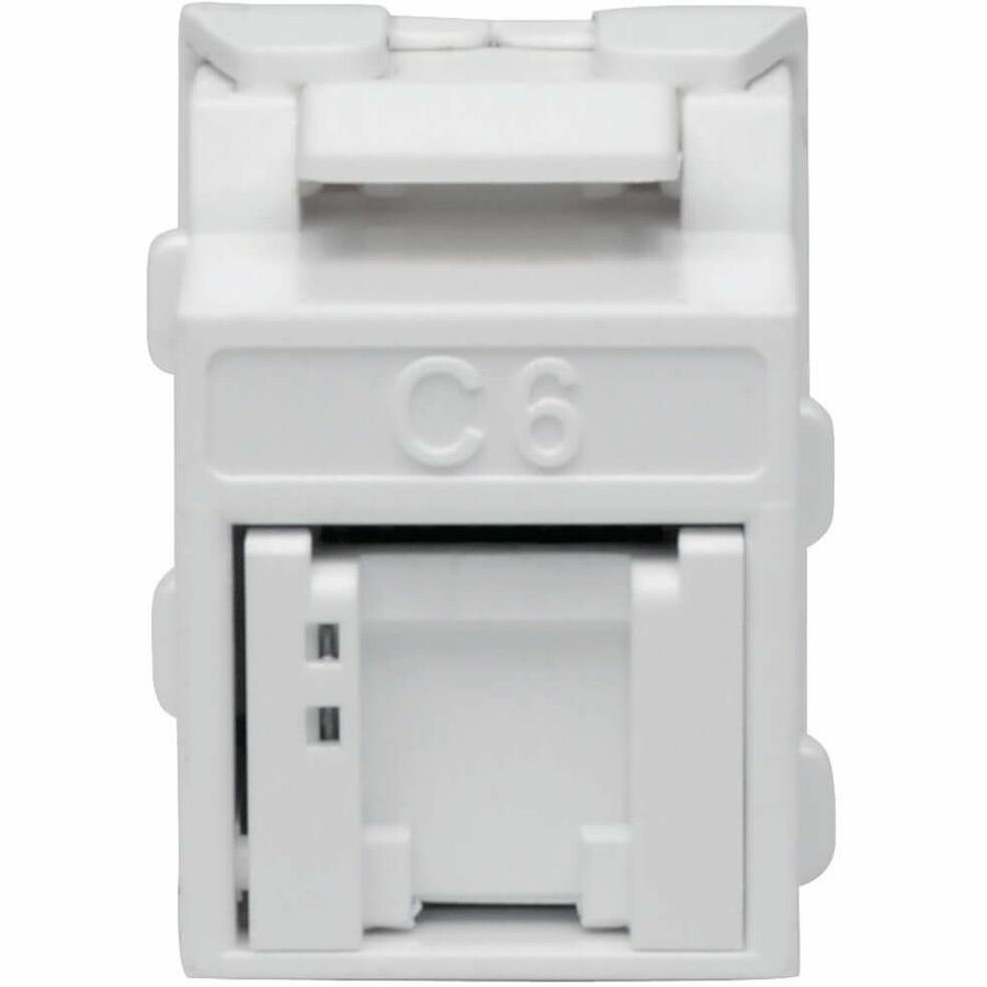 Eaton Tripp Lite Series Keystone Jack Cat6/Cat5e, RJ45, Shuttered, Dust Cap - Toolless, PoE/PoE+ Compliant, White, TAA