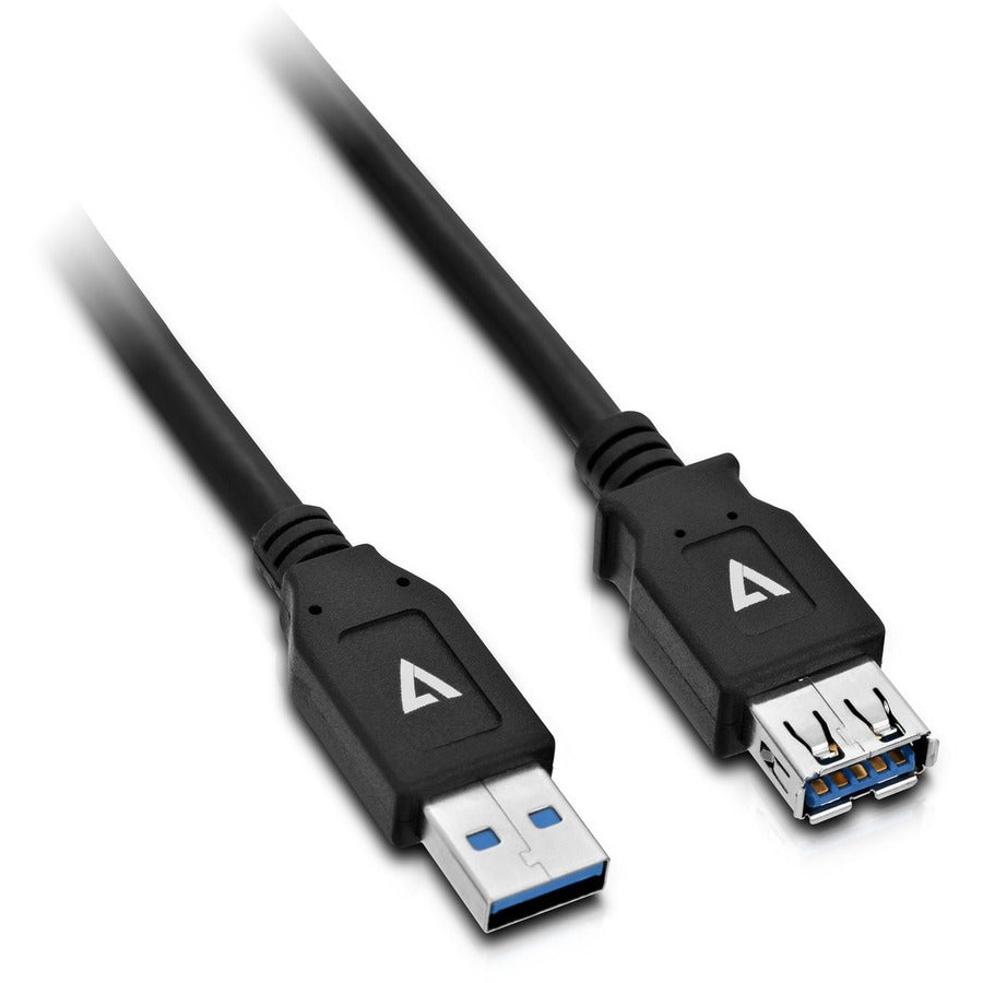 V7 Black USB Extension Cable USB 3.0 A Female to USB 3.0 A Male 2m 6.6ft