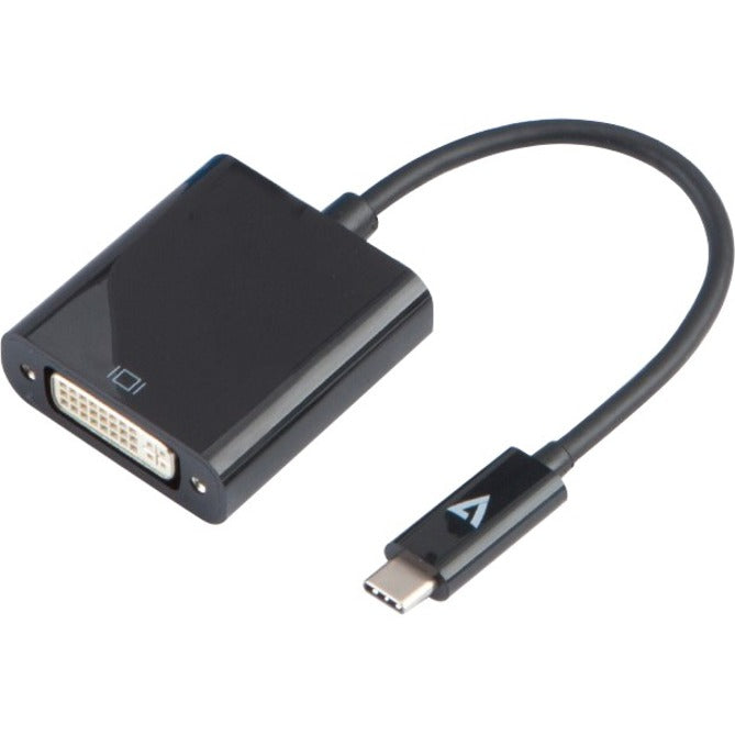 V7 Black USB Video Adapter USB-C Male to DVI-I Female