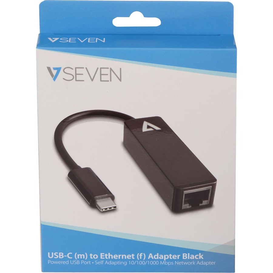 V7 Black USB Video Adapter USB-C Male to RJ45 Male