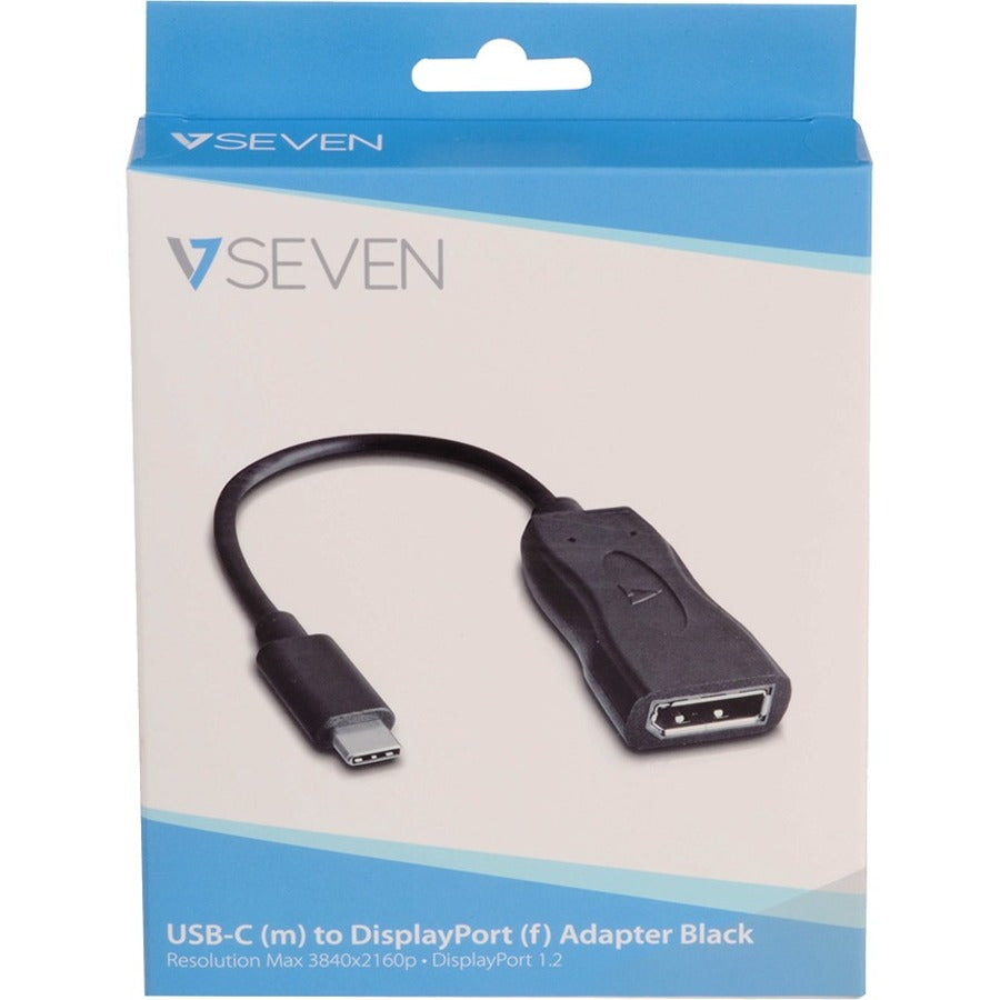 V7 Black USB Video Adapter USB-C Male to DisplayPort Female