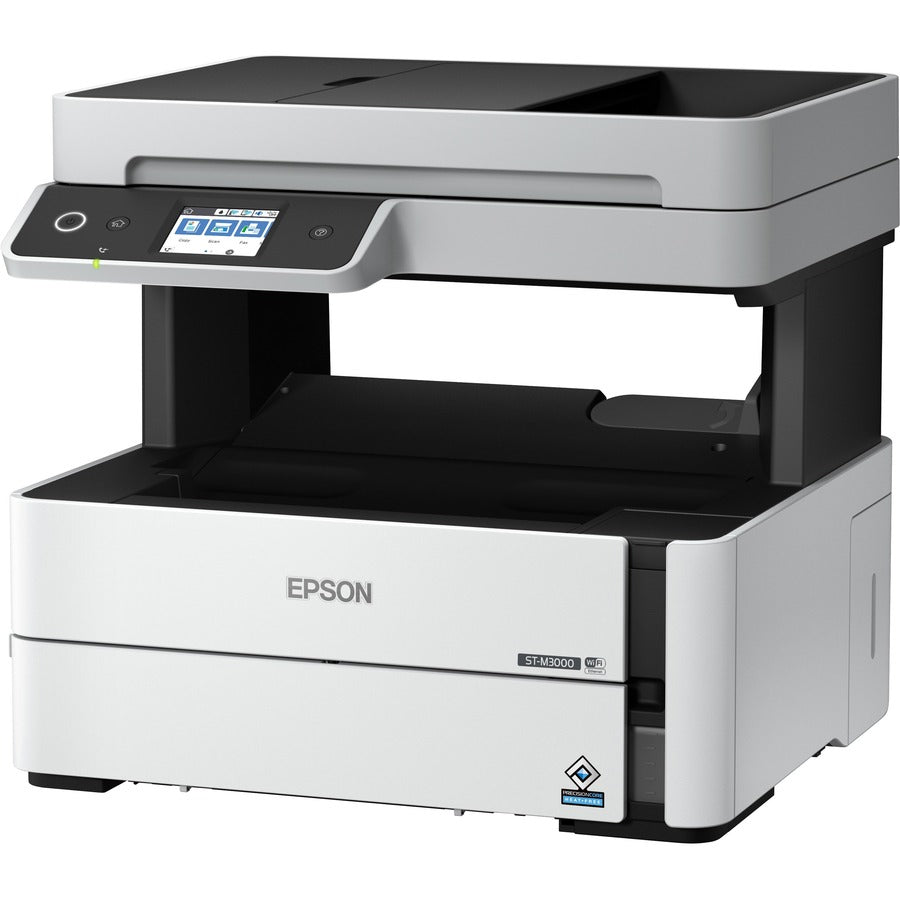 Epson WorkForce ST-M3000 Monochrome Multifunction Supertank Printer. Cartridge Free MFP with ADF & Fax Inkjet copier/Fax/Scanner-1200x2400 dpi Print-Automatic Duplex Print-1200 dpi Optical Scan-20 ppm-Up to 23k pages of ink-Wireless LAN