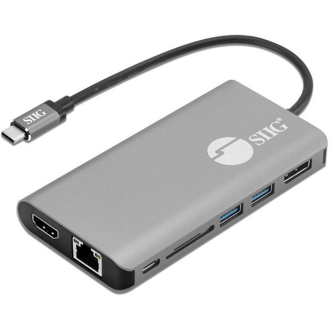 SIIG USB-C MST Video with Hub, LAN and PD 3.0 Docking - 7-in-1 MST Docking Station with 100W PD - MacOS for DP or HDMI Video