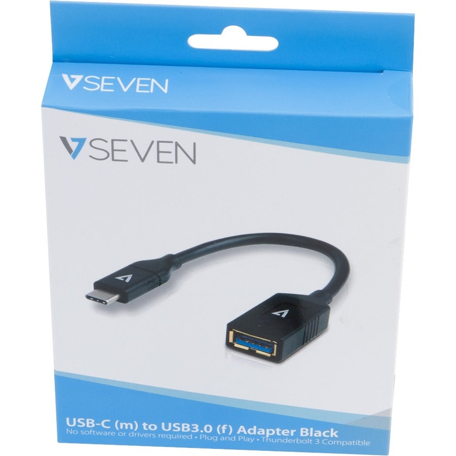 V7 Black USB Cable USB 3.0 A Female to USB-C Male 0.3m 1ft