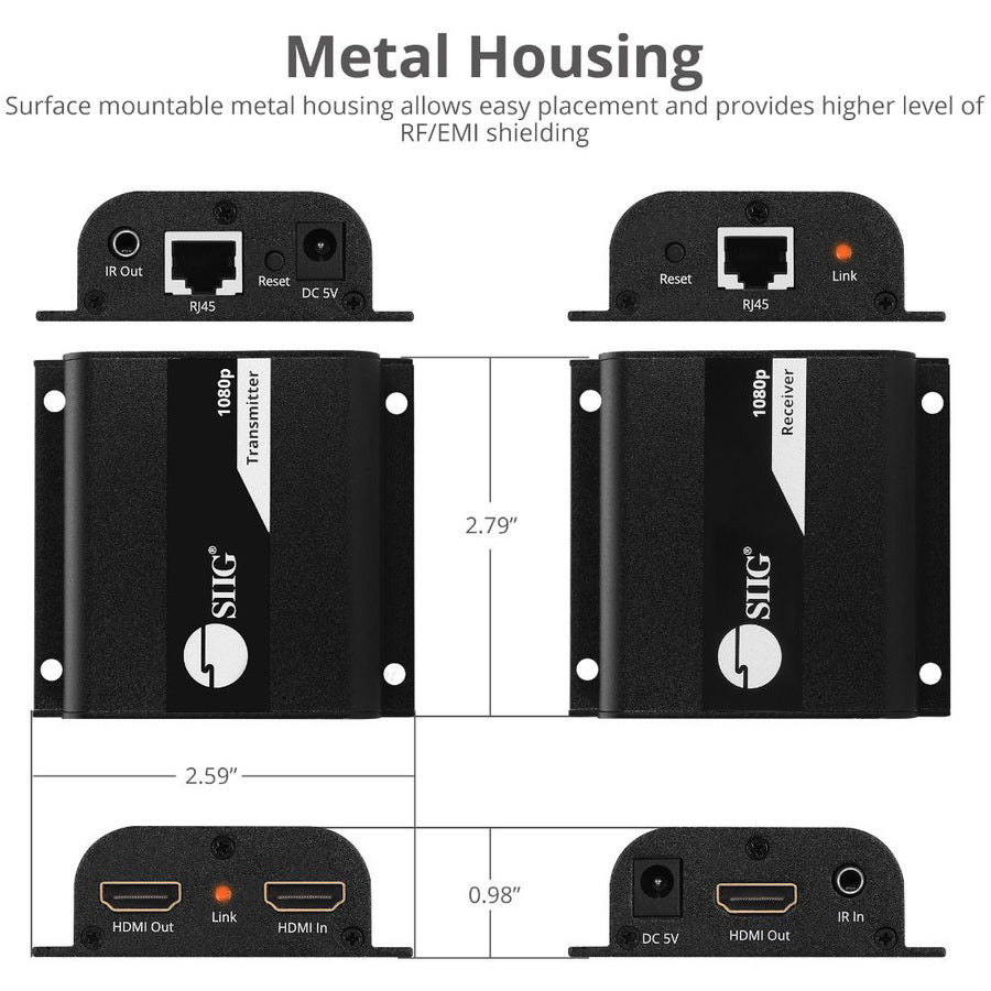 SIIG Full HD HDMI Extender over Cat5e/6 with IR - 164ft