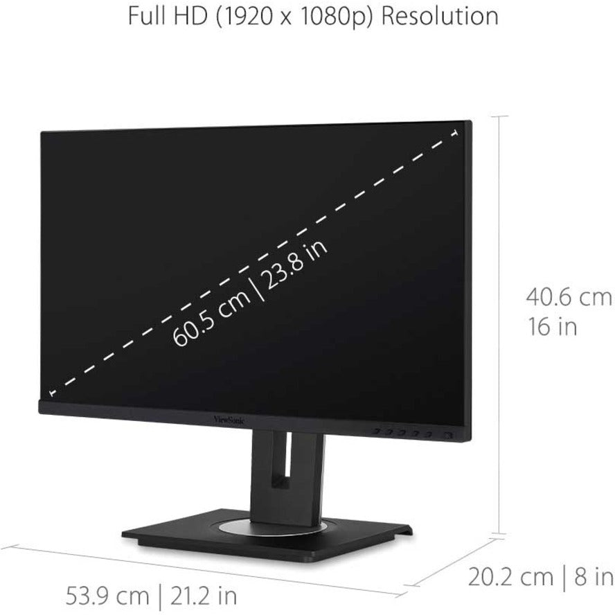 ViewSonic VG2456 24 Inch 1080p Monitor with USB C 3.2, Docking Built-In Gigabit Ethernet and 40 Degree Tilt Ergonomics for Home and Office