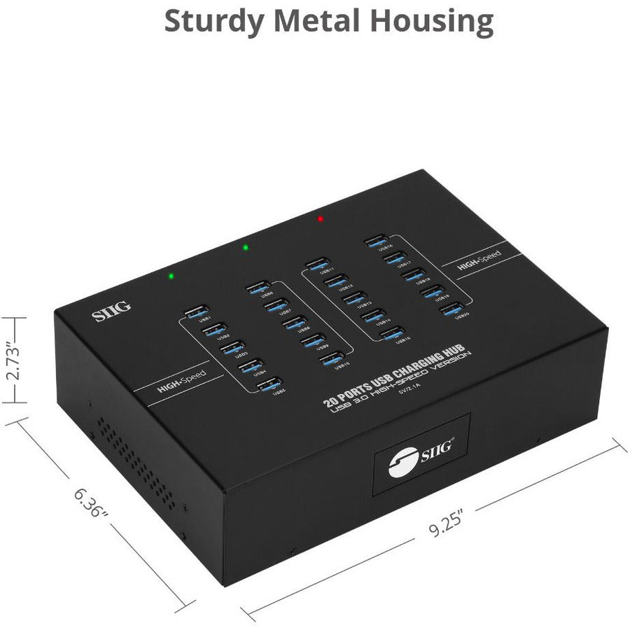 SIIG 20-Port Industrial USB 3.0 Hub with Charging - 200W