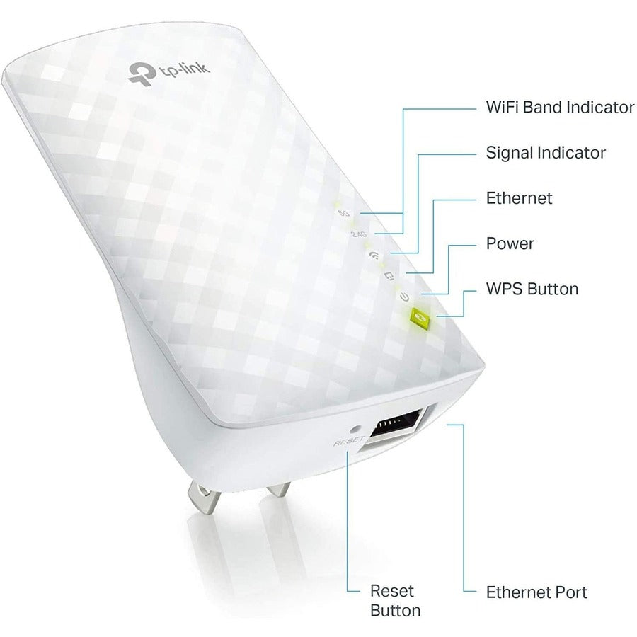 TP-Link RE220 - Dual Band IEEE 802.11ac 750 Mbit/s Wireless Range Extender