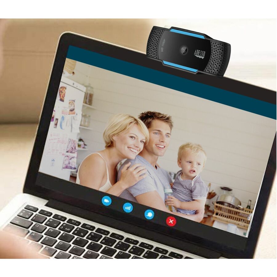 Adesso CyberTrack H5 1080P Webcam - 2.1 Megapixel - 30 fps - USB 2.0 - Auto Focus - Built-In MIC - Tripod Mount - Privacy Shutter Cover