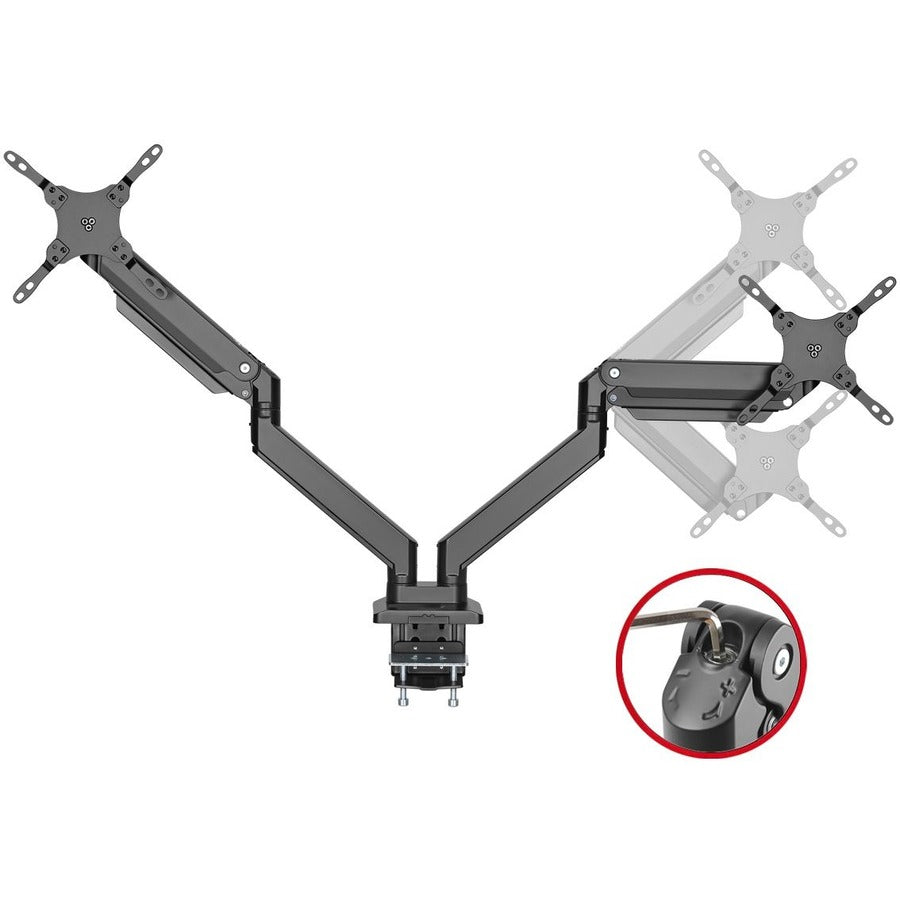 SIIG Dual Monitor Heavy-Duty Premium Aluminum Gas Spring Desk Mount - up to 43